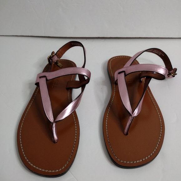 Coach Hudson Sandals Size 5 New Leather Pink Metallic - Picture 3 of 5